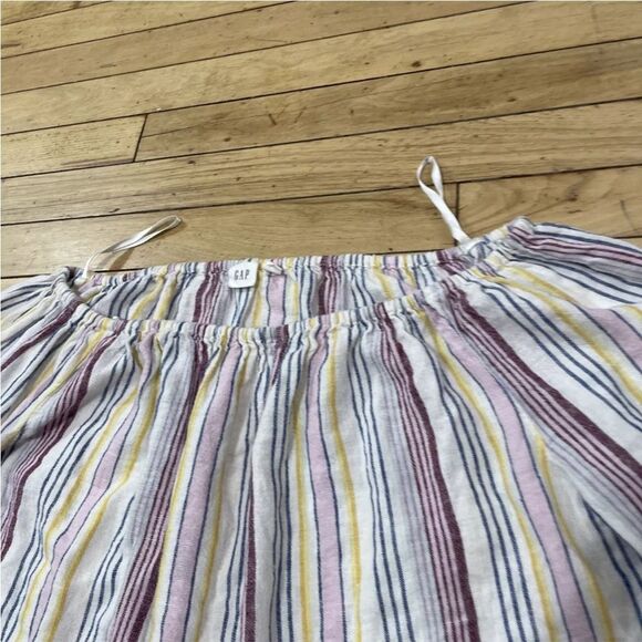 GAP Linen OTS Over The Shoulder Multi Stripe Womens S Retro 90s Coastal Casual S - Picture 11 of 12
